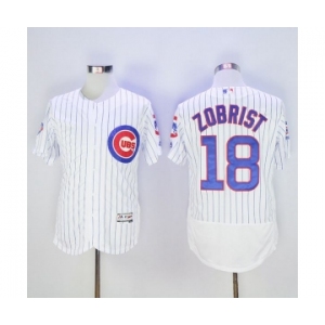 Men Chicago Cubs #18 Ben Zobrist Majestic White Flexbase Authentic Collection Player Jersey