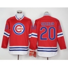 Men Chicago Cubs #20 Szczur Red Long Sleeve Stitched Baseball Jersey