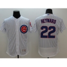 Men Chicago Cubs #22 Jason Heyward Majestic white stripe Flexbase Authentic Collection Player Jersey