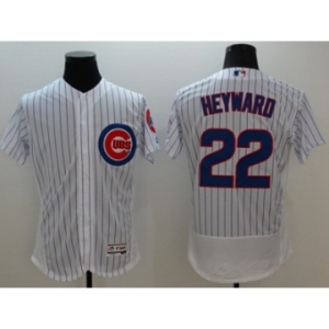 Men Chicago Cubs #22 Jason Heyward Majestic white stripe Flexbase Authentic Collection Player Jersey