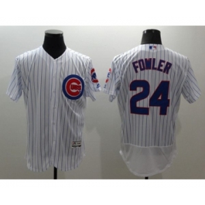 Men Chicago Cubs #24 Dexter Fowler Majestic white stripe Flexbase Authentic Collection Player Jersey