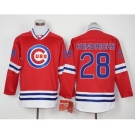 Men Chicago Cubs #28 Kyle Hendricks Red Long Sleeve Stitched Baseball Jersey