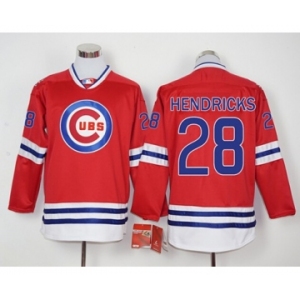 Men Chicago Cubs #28 Kyle Hendricks Red Long Sleeve Stitched Baseball Jersey