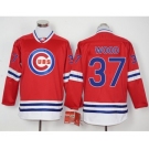 Men Chicago Cubs #37 Travis Wood Red Long Sleeve Stitched Baseball Jersey