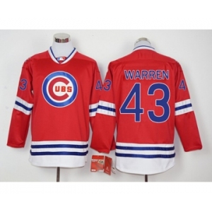 Men Chicago Cubs #43 Warren Red Long Sleeve Stitched Baseball Jersey