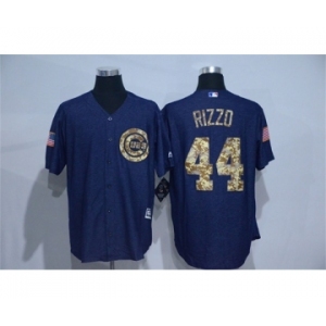 Men Chicago Cubs #44 Anthony Rizzo Blue Camo New Cool Base Jerseys