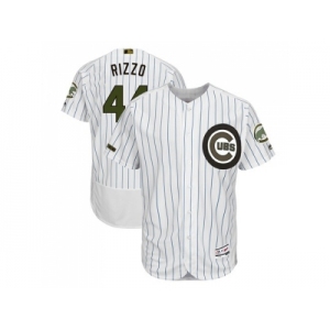 Men Chicago Cubs #44 Anthony Rizzo White(Blue Strip) Flexbase Authentic Collection 2018 Memorial Day Stitched MLB Jersey