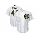 Men Chicago Cubs #44 Anthony Rizzo White(Blue Strip) New Cool Base 2018 Memorial Day Stitched MLB Jersey