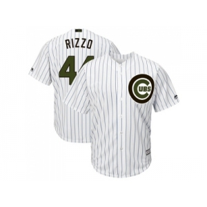 Men Chicago Cubs #44 Anthony Rizzo White(Blue Strip) New Cool Base 2018 Memorial Day Stitched MLB Jersey