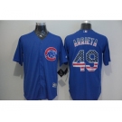 Men Chicago Cubs #49 Jake Arrieta Blue USA Flag Fashion Cool Base Jersey