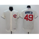 Men Chicago Cubs #49 Jake Arrieta Majestic Cream Flexbase Authentic Collection Player Jersey