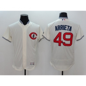 Men Chicago Cubs #49 Jake Arrieta Majestic Cream Flexbase Authentic Collection Player Jersey