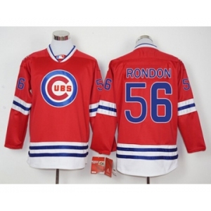 Men Chicago Cubs #56 Hector Rondon Red Long Sleeve Stitched Baseball Jersey