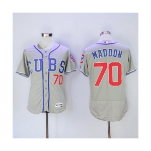 Men Chicago Cubs #70 Joe Maddon Majestic Gray stripe Flexbase Authentic Collection Player Jersey