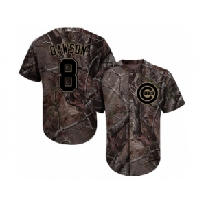 Men Chicago Cubs #8 Andre Dawson Camo Realtree Collection Cool Base Stitched MLB Jersey