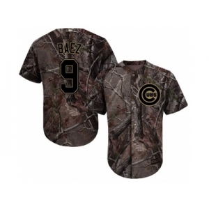 Men Chicago Cubs #9 Javier Baez Camo Realtree Collection Cool Base Stitched MLB Jersey