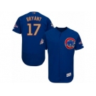 Men Cubs #17 Kris Bryant Blue Flexbase Authentic 2017 Gold Program Stitched MLB Jersey