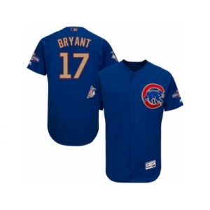 Men Cubs #17 Kris Bryant Blue Flexbase Authentic 2017 Gold Program Stitched MLB Jersey