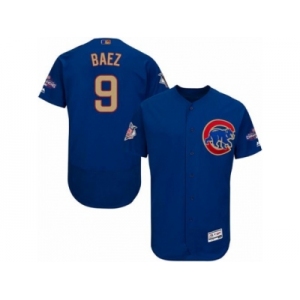 Men Cubs #9 Javier Baez Blue Flexbase Authentic 2017 Gold Program Stitched MLB Jersey