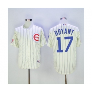 Men's 1969 Chicago Cubs #17 Kris Bryant Mitchell & Ness Cream Authentic Throwback Jersey