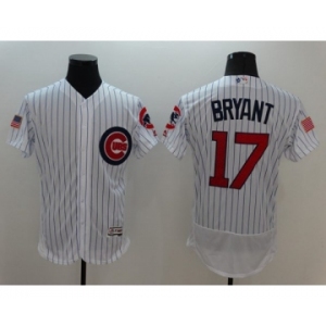 Men's Chicago Cubs #17 Kris Bryant Majestic White Fashion Stars & Stripes Cool Base Player Jersey