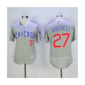 Men's Chicago Cubs #27 Addison Russell Majestic Gray Flexbase Authentic Collection Player Jersey