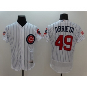 Men's Chicago Cubs #49 Jake Arrieta Majestic White Fashion Stars & Stripes Cool Base Player Jersey