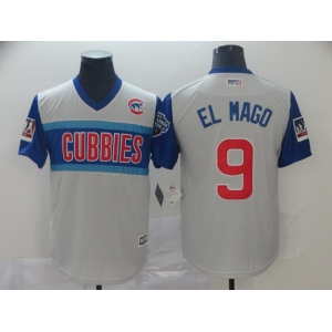 Men's Chicago Cubs #9 EL Mago Light Grey  2019 Retro Moniker Edition  MLB Jersey