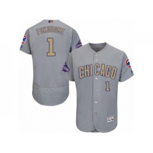 Men's Majestic Chicago Cubs #1 Kosuke Fukudome Authentic Gray 2017 Gold Champion Flex Base MLB Jersey