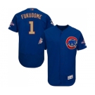 Men's Majestic Chicago Cubs #1 Kosuke Fukudome Authentic Royal Blue 2017 Gold Champion Flex Base MLB Jersey