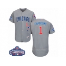 Men's Majestic Chicago Cubs #1 Kosuke Fukudome Grey 2016 World Series Champions Flexbase Authentic Collection MLB Jersey