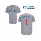 Men's Majestic Chicago Cubs #1 Kosuke Fukudome Replica Grey Road Cool Base MLB Jersey