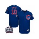 Men's Majestic Chicago Cubs #10 Ron Santo Royal Blue 2016 World Series Bound Flexbase Authentic Collection MLB Jersey