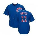 Men's Majestic Chicago Cubs #11 Drew Smyly Authentic Royal Blue Team Logo Fashion Cool Base MLB Jersey