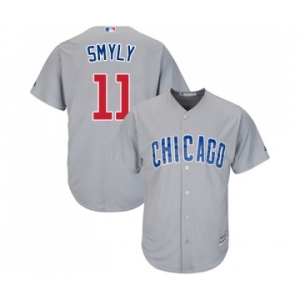 Men's Majestic Chicago Cubs #11 Drew Smyly Replica Grey Road Cool Base MLB Jersey