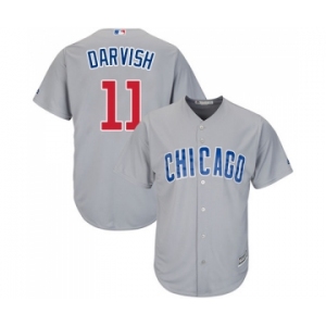 Men's Majestic Chicago Cubs #11 Yu Darvish Replica Grey Road Cool Base MLB Jersey