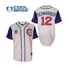 Men's Majestic Chicago Cubs #12 Kyle Schwarber Authentic Cream Blue 1942 Turn Back The Clock MLB Jersey