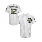 Men's Majestic Chicago Cubs #12 Kyle Schwarber Authentic White 2016 Memorial Day Fashion Flex Base MLB Jersey