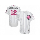 Men's Majestic Chicago Cubs #12 Kyle Schwarber Authentic White 2016 Mother's Day Fashion Flex Base MLB Jersey