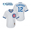 Men's Majestic Chicago Cubs #12 Kyle Schwarber Replica White Home Cooperstown MLB Jersey