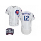 Men's Majestic Chicago Cubs #12 Kyle Schwarber White 2016 World Series Bound Flexbase Authentic Collection MLB Jersey