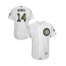 Men's Majestic Chicago Cubs #14 Ernie Banks Authentic White 2016 Memorial Day Fashion Flex Base MLB Jersey