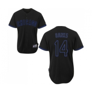 Men's Majestic Chicago Cubs #14 Ernie Banks Replica Black Fashion MLB Jersey