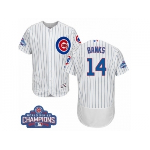 Men's Majestic Chicago Cubs #14 Ernie Banks White 2016 World Series Champions Flexbase Authentic Collection MLB Jersey