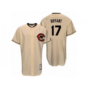 Men's Majestic Chicago Cubs #17 Kris Bryant Authentic Cream Cooperstown Throwback MLB Jersey