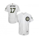 Men's Majestic Chicago Cubs #17 Kris Bryant Authentic White 2016 Memorial Day Fashion Flex Base MLB Jersey