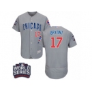 Men's Majestic Chicago Cubs #17 Kris Bryant Grey 2016 World Series Bound Flexbase Authentic Collection MLB Jersey