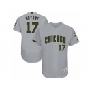 Men's Majestic Chicago Cubs #17 Kris Bryant Grey Memorial Day Authentic Collection Flex Base MLB Jersey