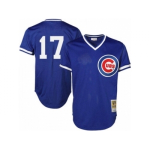 Men's Majestic Chicago Cubs #17 Kris Bryant Replica Royal Blue Throwback MLB Jersey