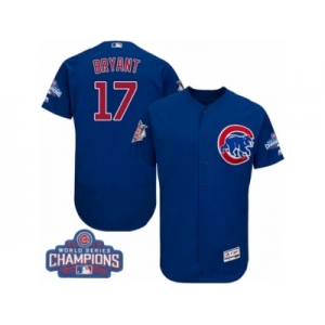 Men's Majestic Chicago Cubs #17 Kris Bryant Royal Blue 2016 World Series Champions Flexbase Authentic Collection MLB Jersey